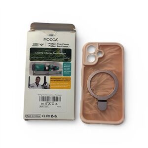Rose Gold Phone Case with Ring Stand iPhone 16 kickstand